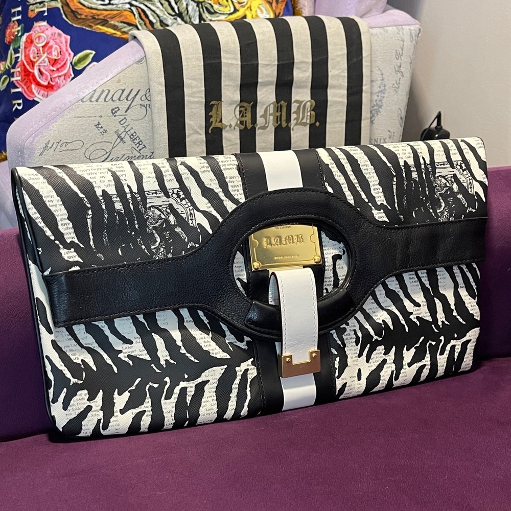 L.A.M.B. Zebra Print Black and White Clutch